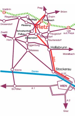 Anfahrt von Wien nach Retz